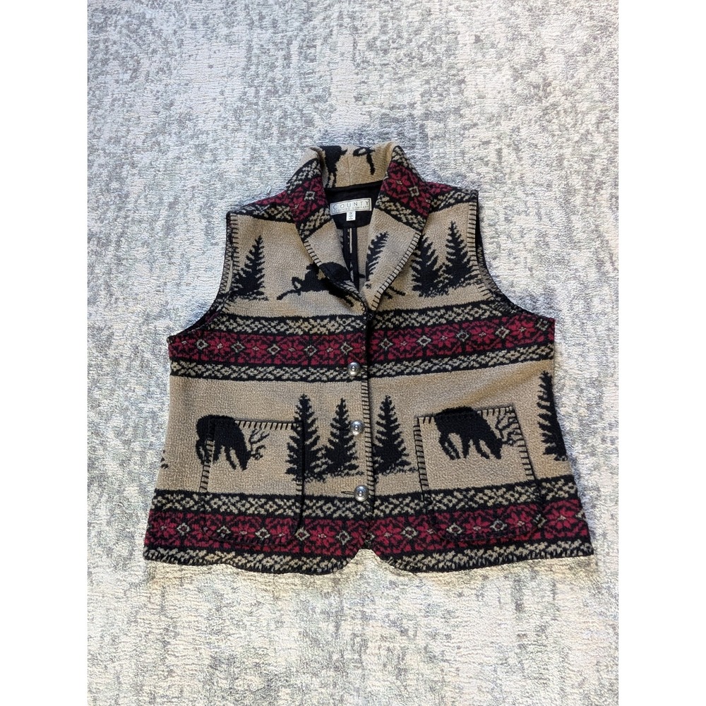 County Clothing Co Moose Vest Western Cabincore Lodge Rustic Fleece Women's 1X